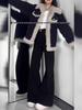 Women's High-Waist Black Micro-Flare Non-Stick Jeans - Plus Size, Wide Leg, Floor-Length, Autumn Collection
