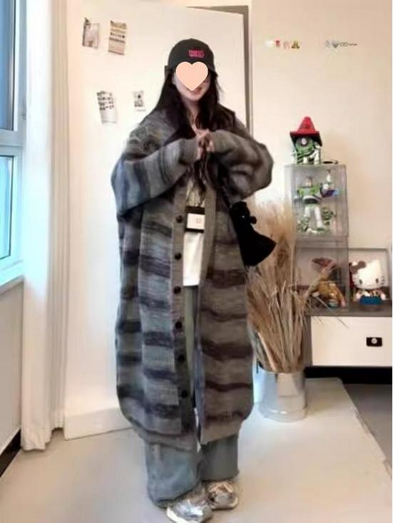 Ανοιξιάτικο/Καλοκαιρινό Γυναικείο Ρετρό Χρωματικό Μπλοκ Πλεκτό Καρντιγκάν Παλτό με Κουκούλα