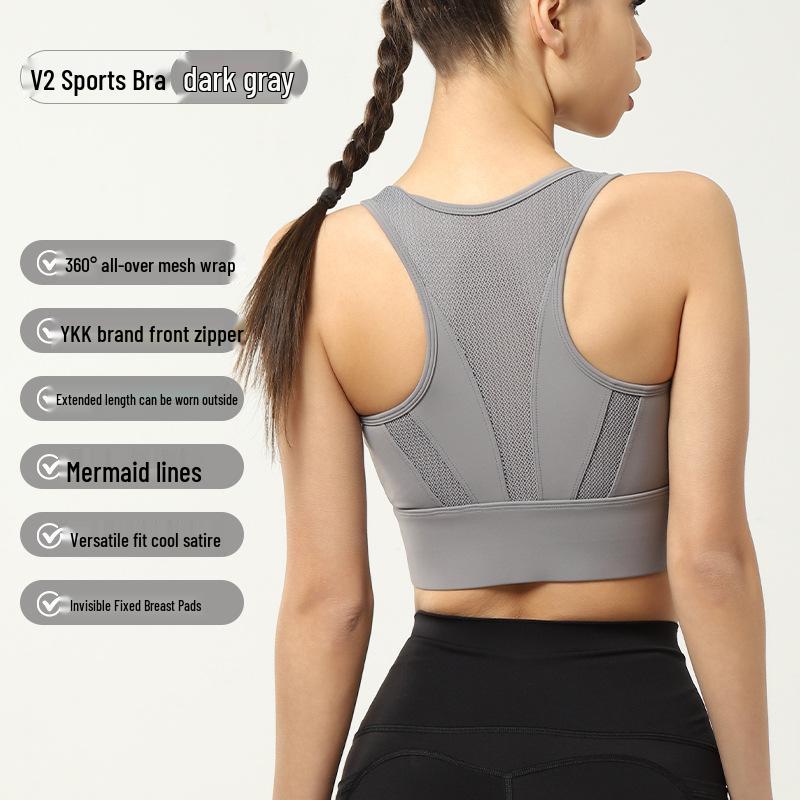 

Спортивный бюстгальтер с высокой степенью защиты от ударов для бега и йоги L темно-серого