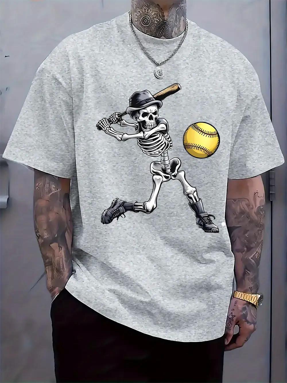 

Casual Skeleton Baseball Player Graphic T-shirt - Short Sleeve XXXL
