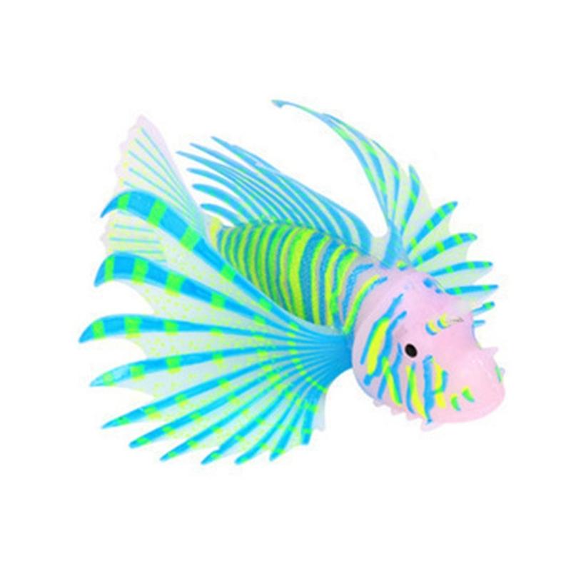 Luminously Artificial Lionfish Fish Silicas Lionfish Ornaments Glowing Aquariums Tanks Landscape Ornaments Home Decors