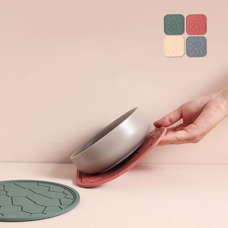 1PCS Round Silicone Coasters Square Non-slip Placemats Heatproof Cup Mat Reusable Tableware Set Table Protector Drinkware