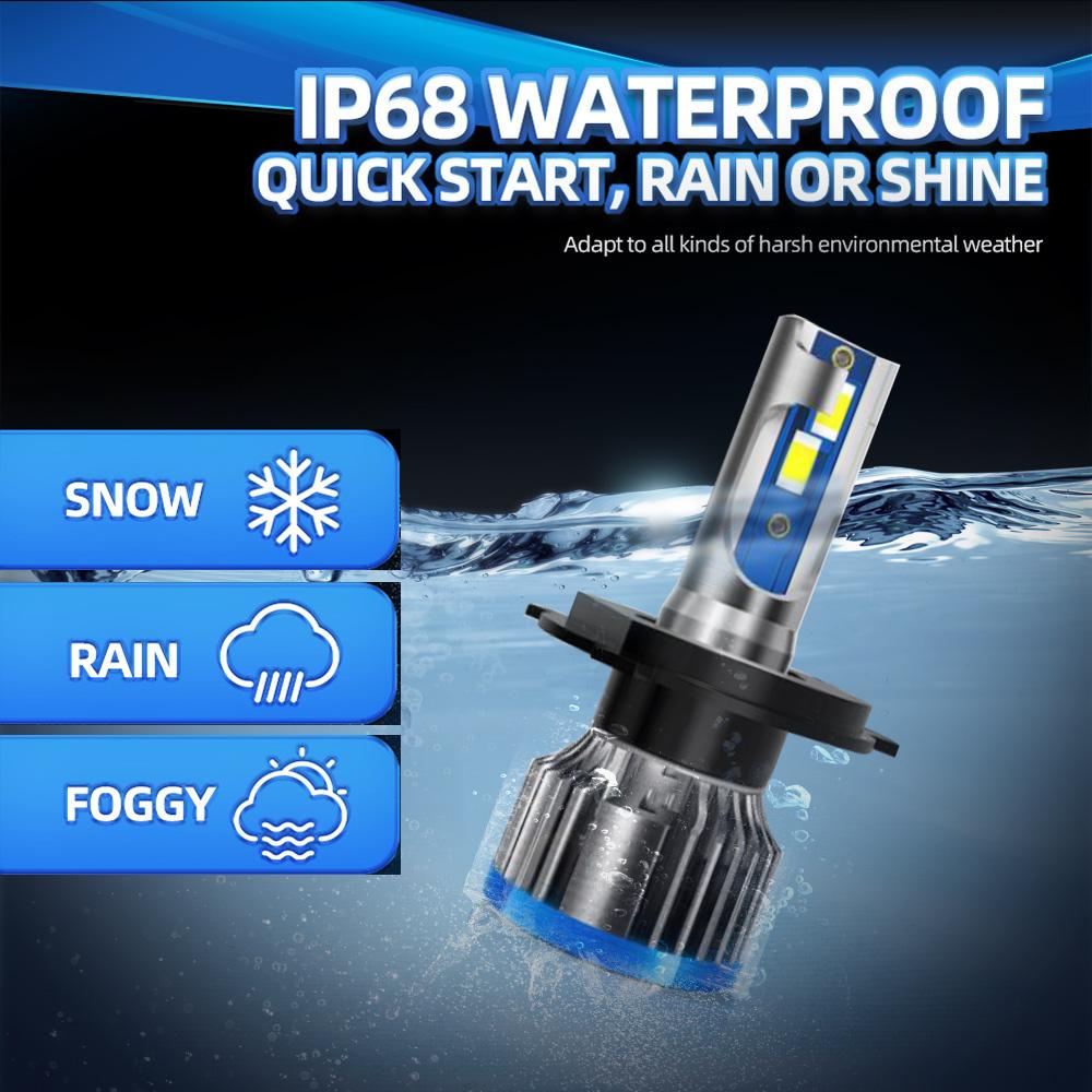 2PCS High/Low Beam H4 LED Headlight Bulb 150W 25000LM LED Headlights IP68 Waterproof 6000K white Super Bright Auto Led Lights
