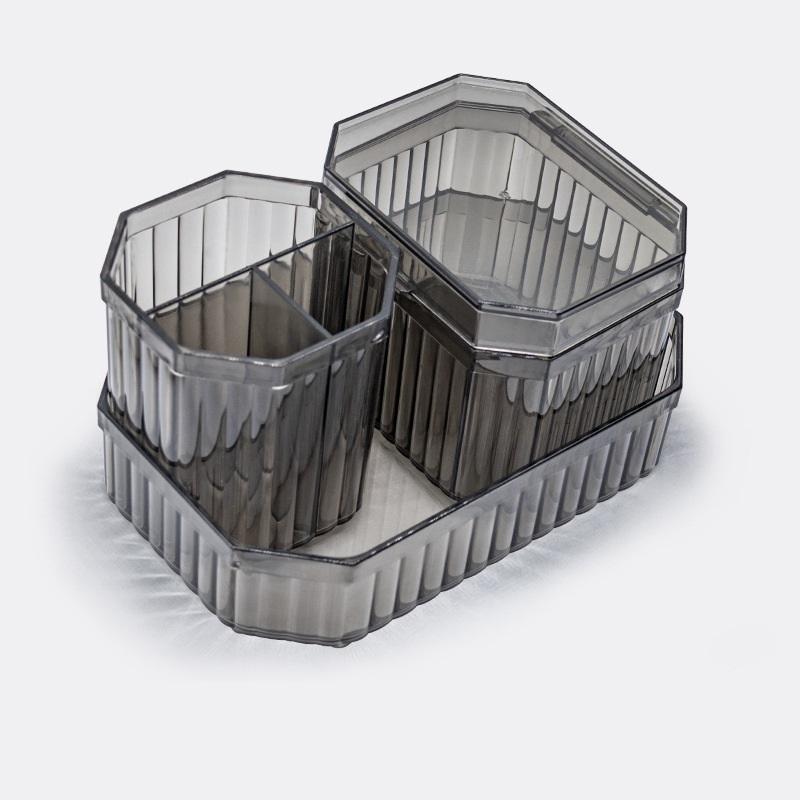 

3 шт./набор Инструменты для нейл-арта Коробка для хранения гель-лака для ногтей Пластиковый пинцет Кусачки Ручки Пилки для ногтей Органайзер для мелочей чёрный