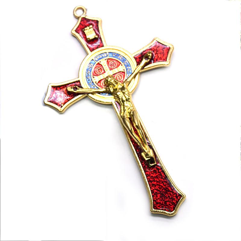 Christian Jesus Cross Metal Alloy Material Christmas Easter Christian Baptism Decorative Pendant Red -blue High Quality Gifts