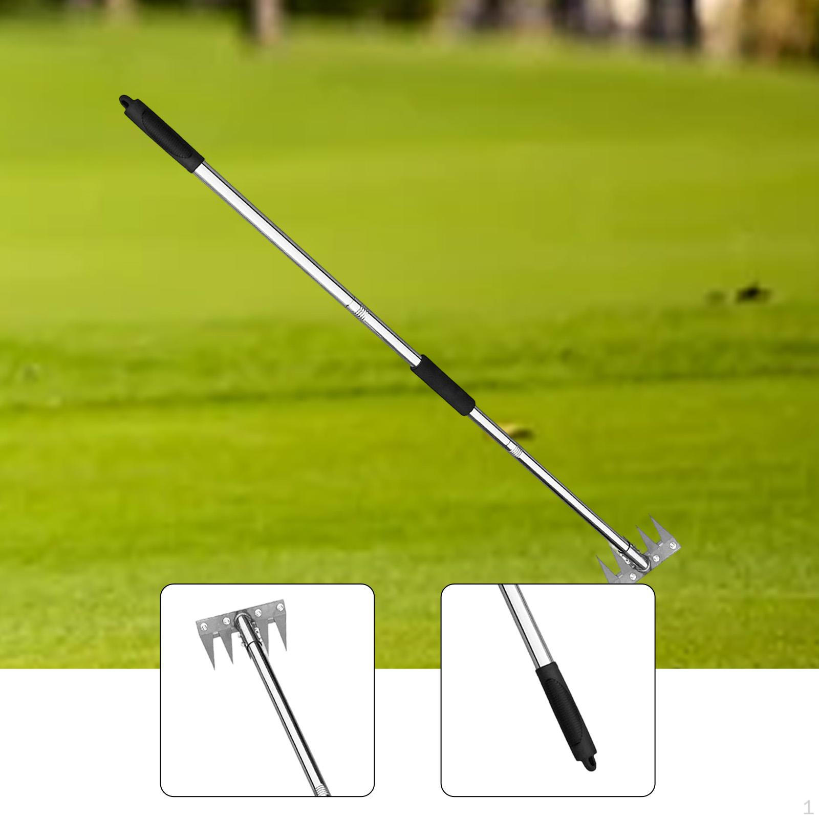 

Garden Weed Puller Manual Remover Rake Hand Hoe Stainless Steel Sturdy with Ergonomic Handle 5 tooth