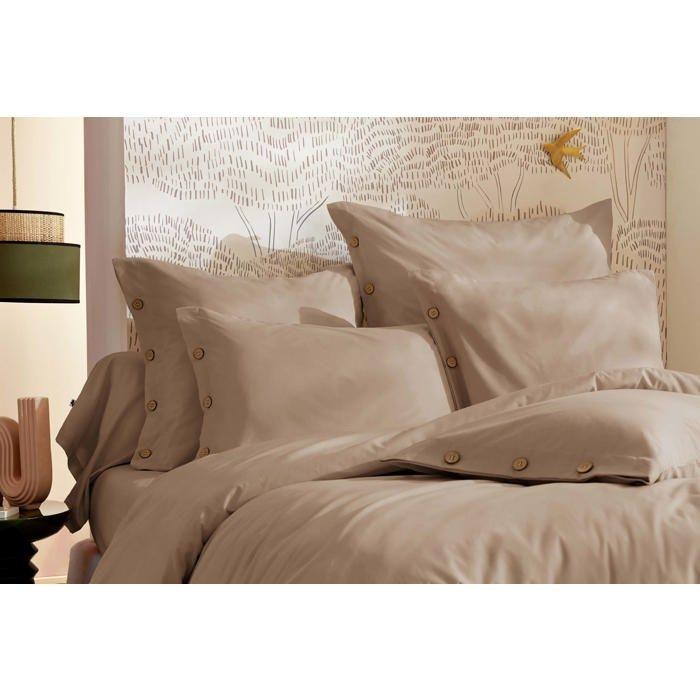 Housse de couette en percale 220 x 240 cm beige ficelle Perrine