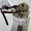 PU Leather Furry Waistband Patchwork Heart Y2K Waistband Simple Plush Belt  Daily