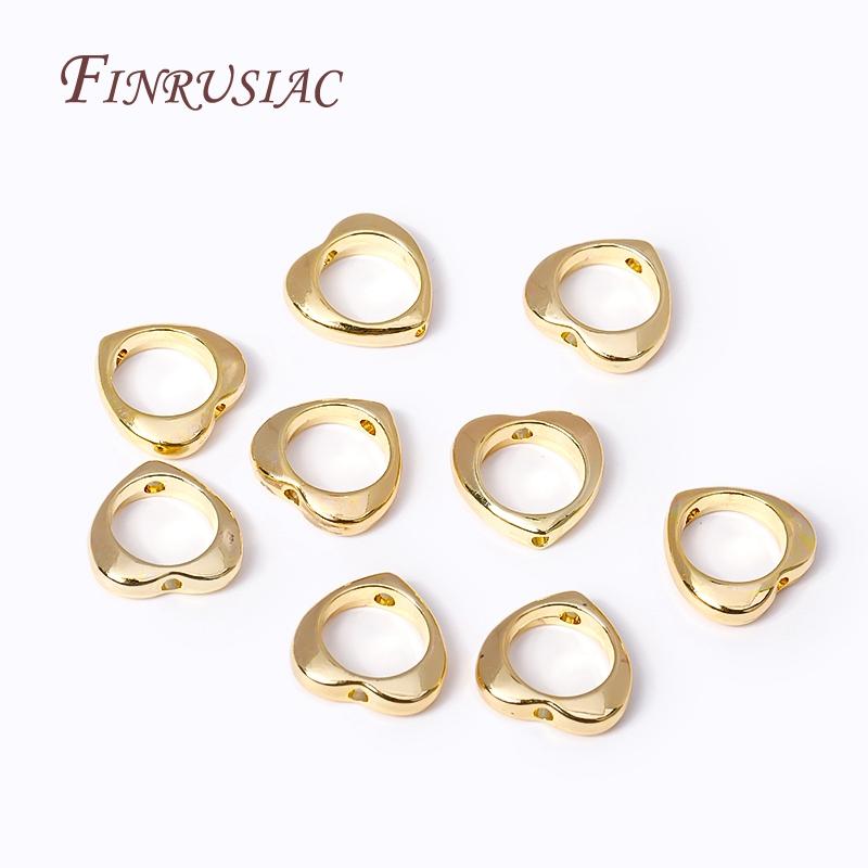 18K Gold Plated Heart Frame Beads Spacer Connectors Through Hole Bead Circle DIY Bracelet Earrings Beading Jewelry Making