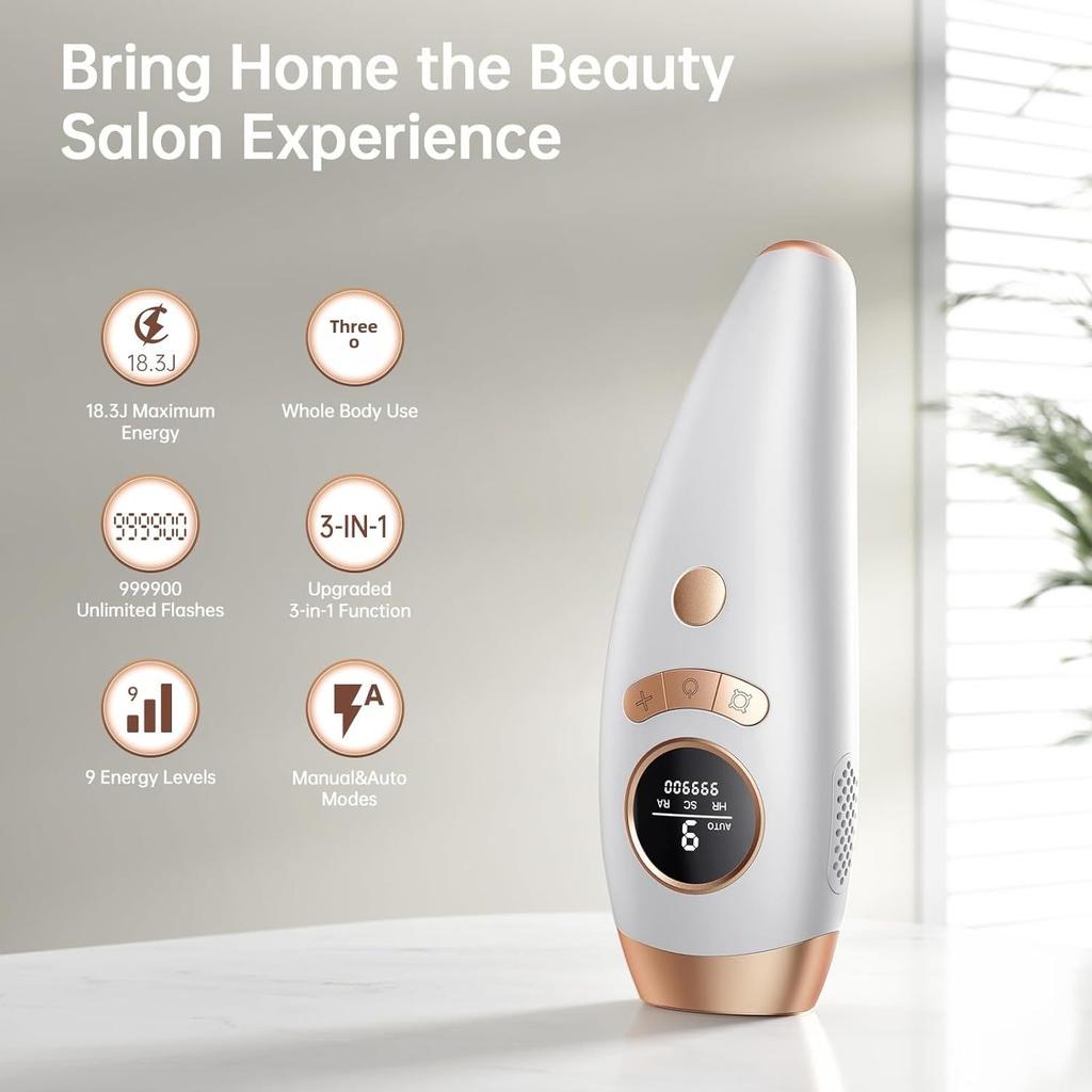 IPL Hair Removal Device, Permanent Painless Hair Removal for Women and Men, Home Use Laser Hair Removal Machine for Whole Body, Face, Armpit, Legs