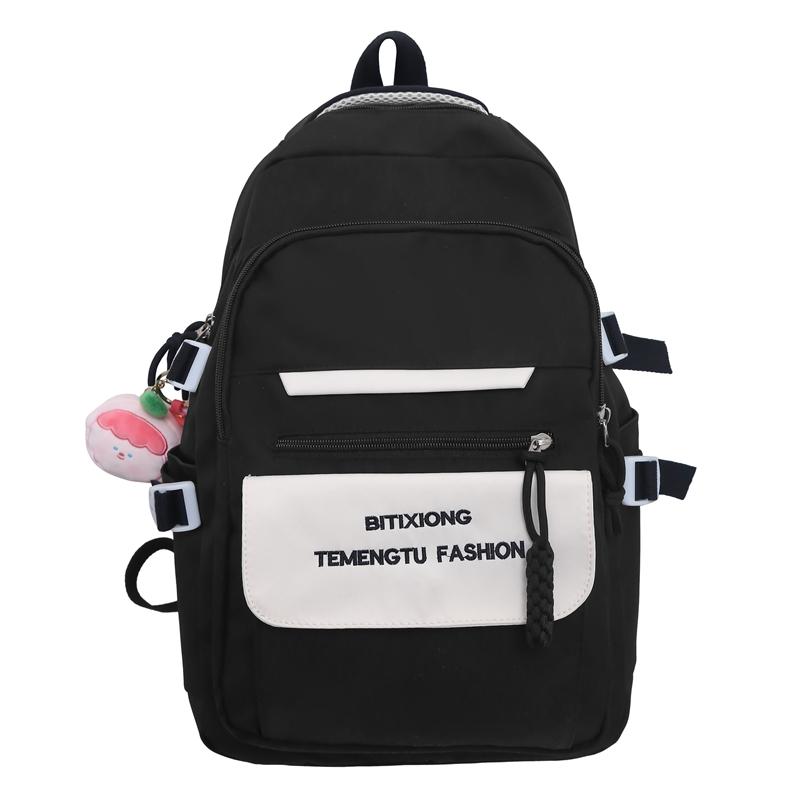 

Блочный цветной рюкзак для девочек, большая вместительная дорожная сумка, школьная сумка в студенческом стиле, женская чёрный