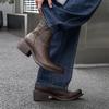Men Fashion Black Brown High Chelsea Boots Designer Pointed Toe Upturned Shoes Cowboy Genuine Leather Boot Punk Goth Ankle Botas