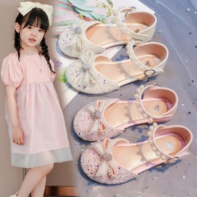 Mädchen Halbsandalen Süße Schleifen Kinder Tanzschuhe Hochzeitsfeier 2025 Sommer Neu Mädchen Prinzessinnenschuhe Süße Schleifen Glänzend Ins Trendig