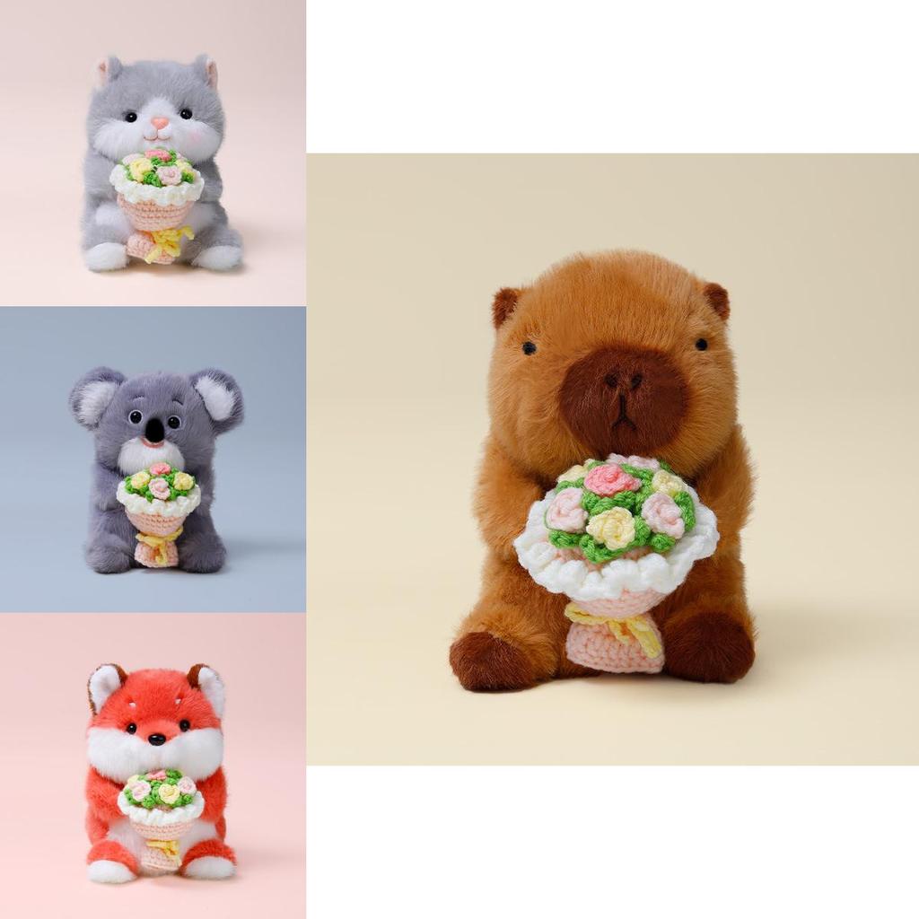 Kara Fox Cat Plush Toy With Flower Holder For Kids Room Decor And Giftgiving