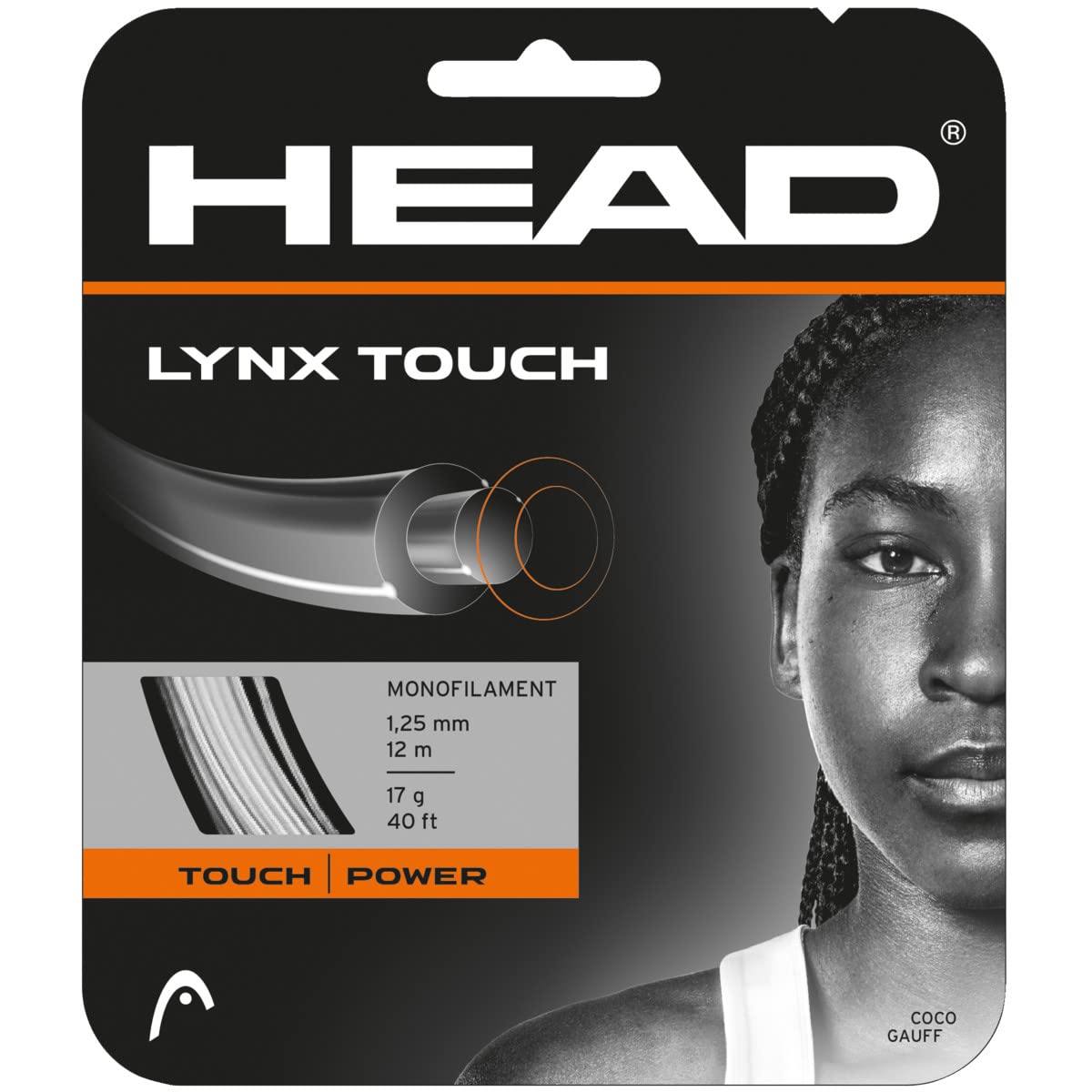 

HEAD Lynx Touch Tennis Single Transparent 281042 String, String, 125mm, Black, (125t)