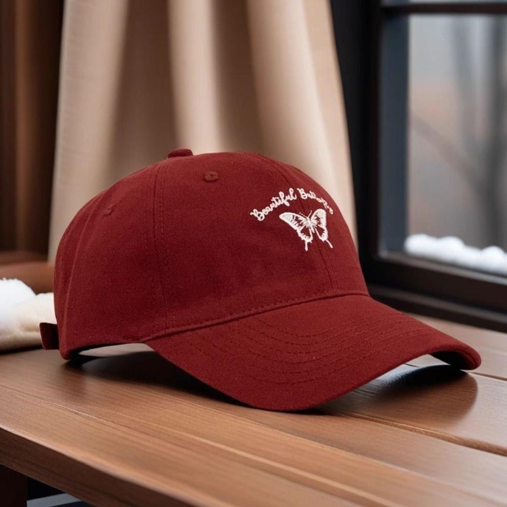 Cotton Butterfly Embroidered Hat Adjustable Women Peaked Cap Simple Y2k Baseball Hat  Outdoor