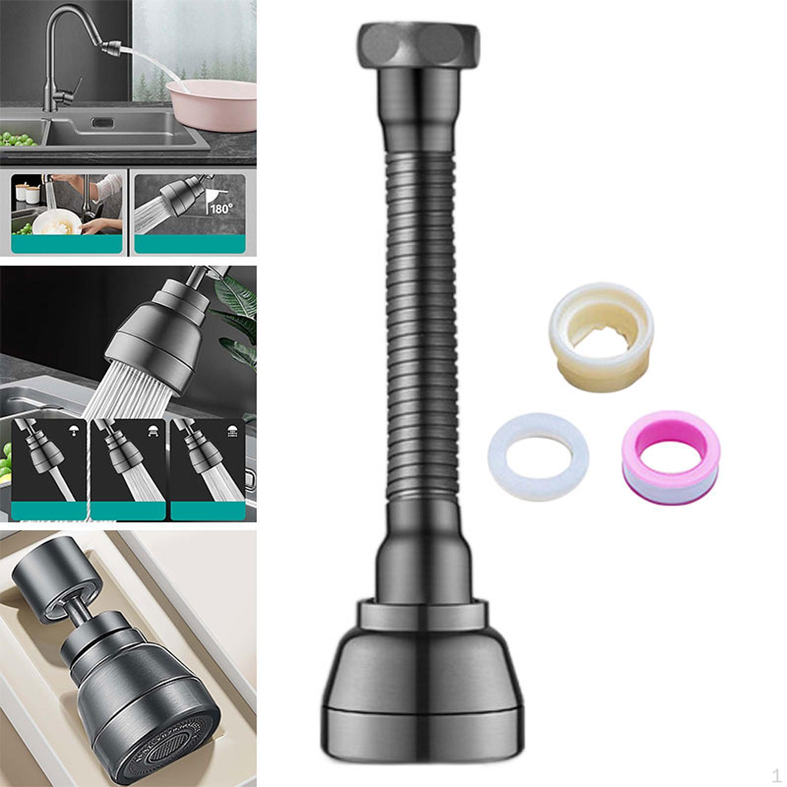 

Вращающийся удлинитель для смесителя Регулируемый душ и режимы пузырьков Замена для ванной комнаты gray