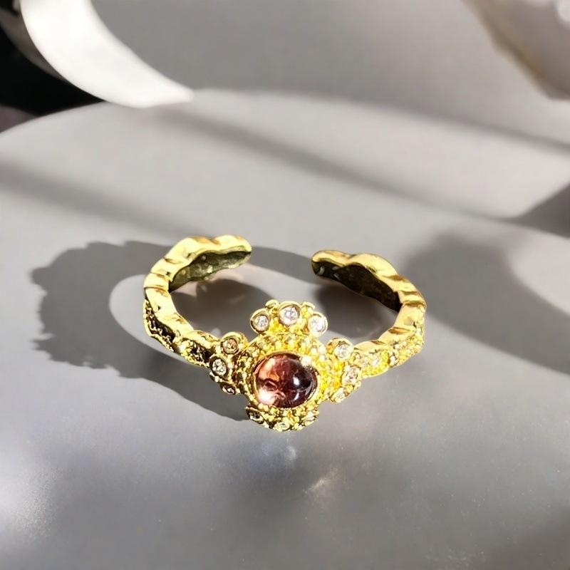 Yes, Touch The Blind Box Series, Colored Treasure Gypsy Open Ring, Wave Micro-Inlaid Zircon Light Luxury High-End Ring.