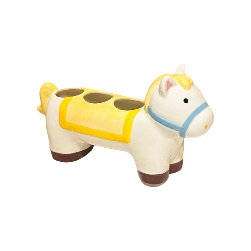Ceramic Horse Electric Toothbrush Holder Space Saving 3 Holes Toothbrush Storage Rack Waterproof Decorative белый