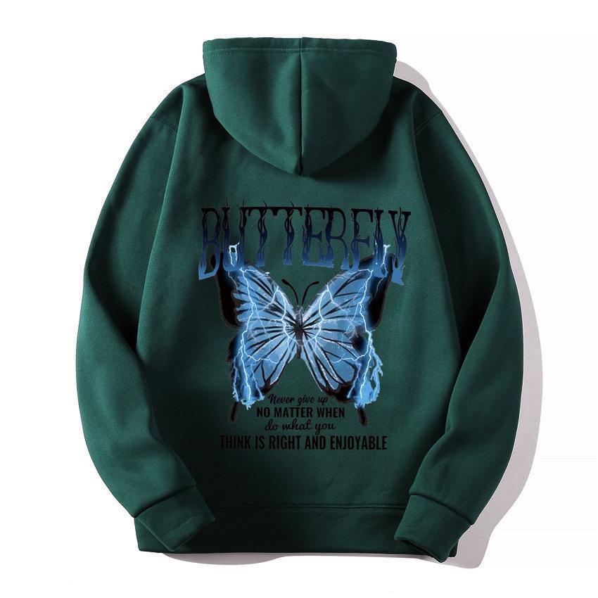 2025 European and American new letter fashion multi-color butterfly casual hooded fleece sweater