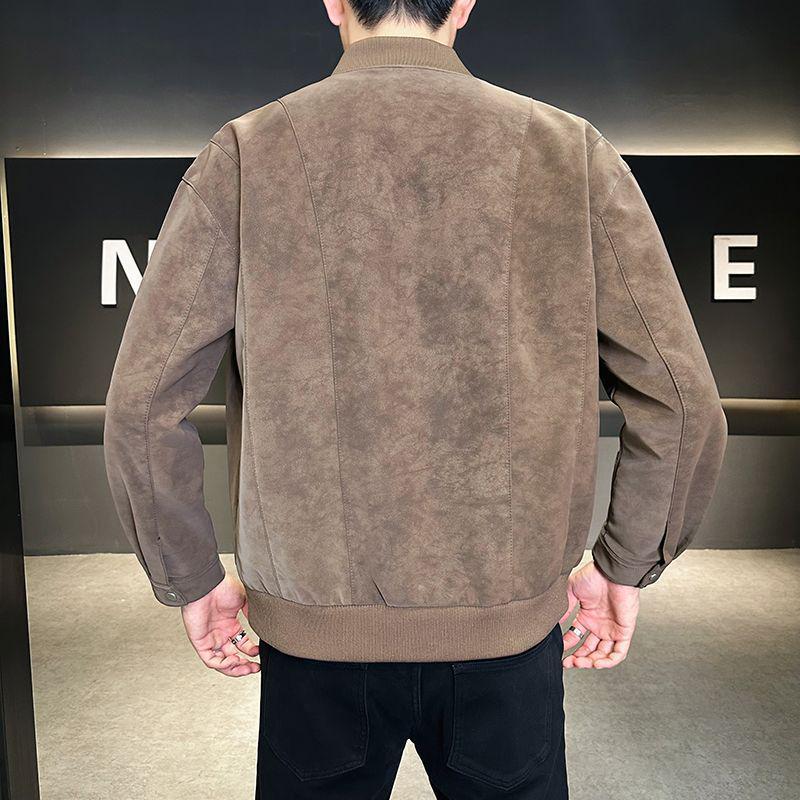 Herren Plus Size Retro Baseballkragen Lederjacke - Herbst Freizeitkleidung