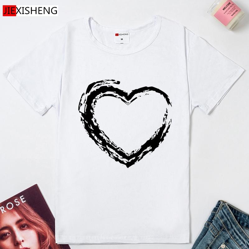 

Women T Shirt Summer Casual Short Sleeve O-Neck T-Shirt 5 Colors Print Tops Female Clothes Hh2104 S білий