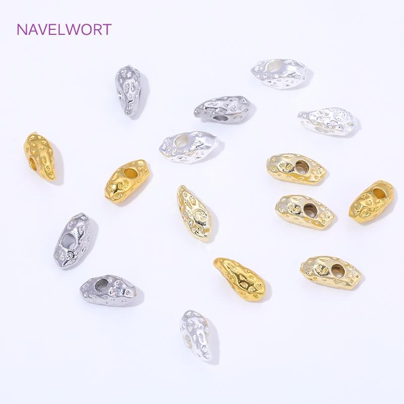 18K Gold Plated Irregular Spacer Beads For Bracelet Making Finding,Separator For Beads,Brass Loose Beads,Supplies For Jewelry