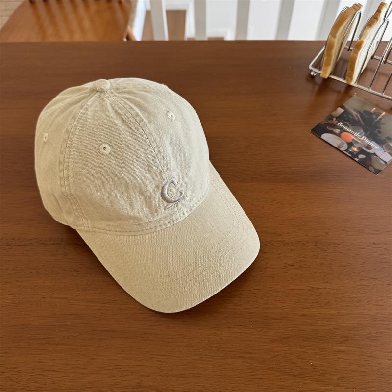 Letter C embroidery simple baseball cap versatile soft top suitable for round face cap men
