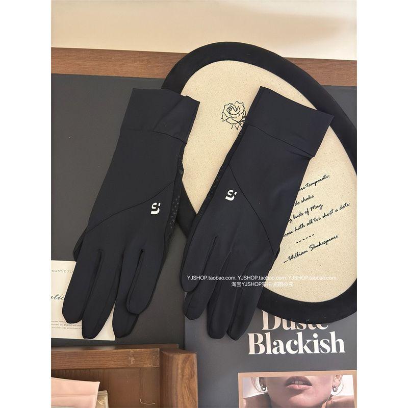 

Очень длинные перчатки из ледяного шелка для защиты от солнца Женские Летние Защита от УФ-лучей Для улицы Вождение Езда Электромобиль Нескользящие Сенсорный экран Letter Black One size