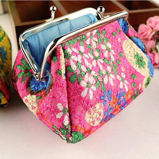 Portamonete portamonete con portamonete ricamato con fiori carini alla moda da donna