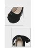 Svarta rosett Peep Toe Stilettsandaler - Dam Sommarmode 2023 Plattformklackar