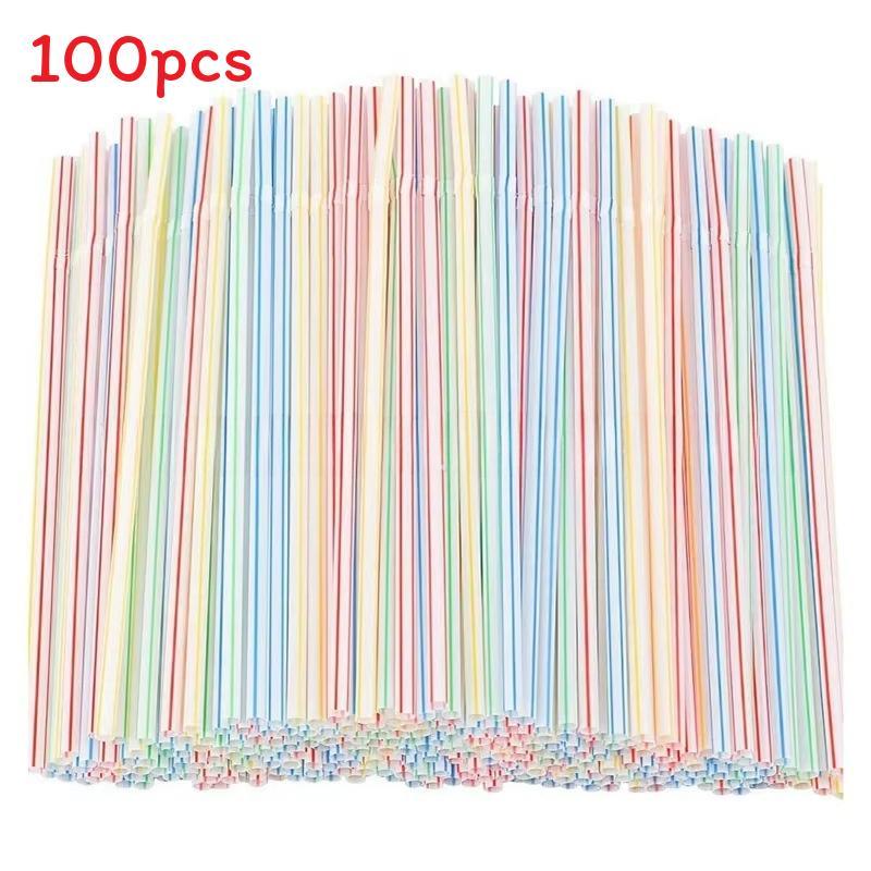 Plastic Drinking Straws 100pcs Colorful Bendable Beverage Party Supplies For Weddings And Events