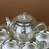 Premium Sterling Silver Tea Set - 6-Piece Handmade Teapot & Kung Fu Teacups Business Gift