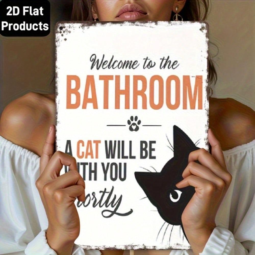 Metal Wall Poster PAMMABEAR Funny Cat Retro Tin Sign for Bathroom Decor 20x30 Cm