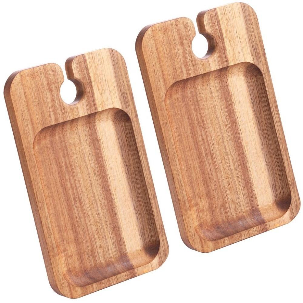 2pcs Wooden Appetizer Plates with Wine Glass Holder Holder Design Cheese Board  Social Gathering