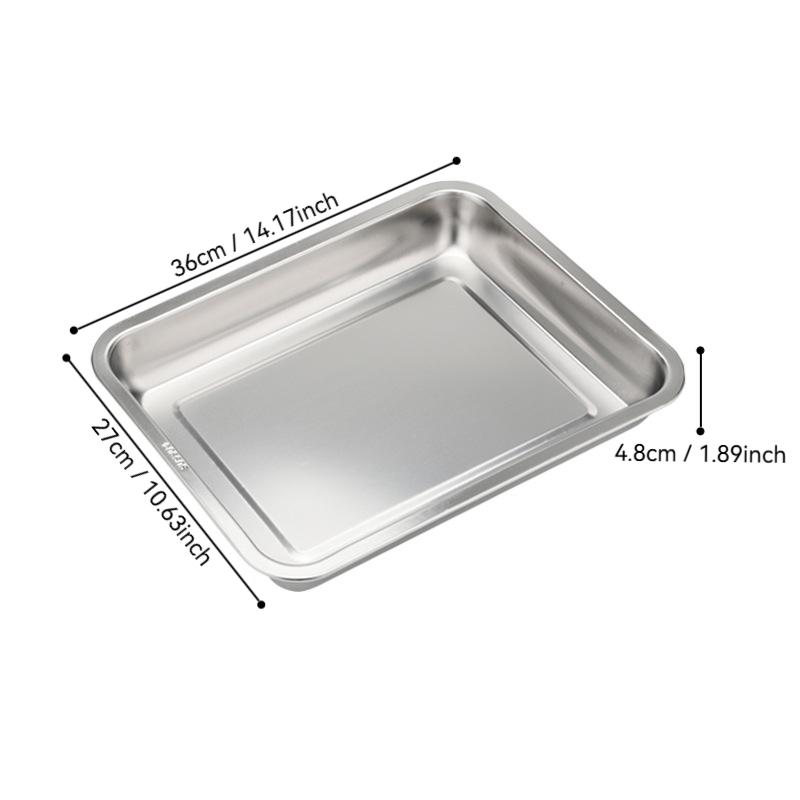 Kitchen Stainless Steel Thicken Food Storage Tray Rectangle Sausage Fruits Dish Hotel Metal Dinnerware Baking Pastry Pans Plate