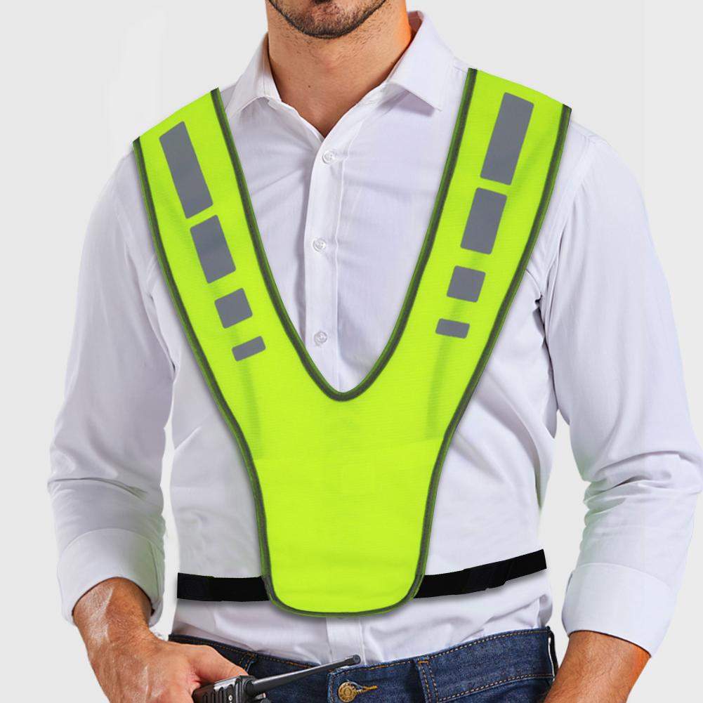 High Visibility Running Vest Breathable Fluorescent Mesh Vest Adjustable Security Reflective Vest for Outdoor Night Riding