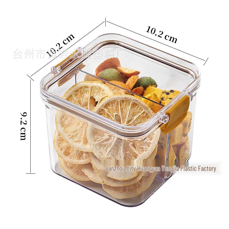Floral Tea Box: Airtight 460ml Plastic Container with Four Compartments for Fresh, Food-Grade Storage.