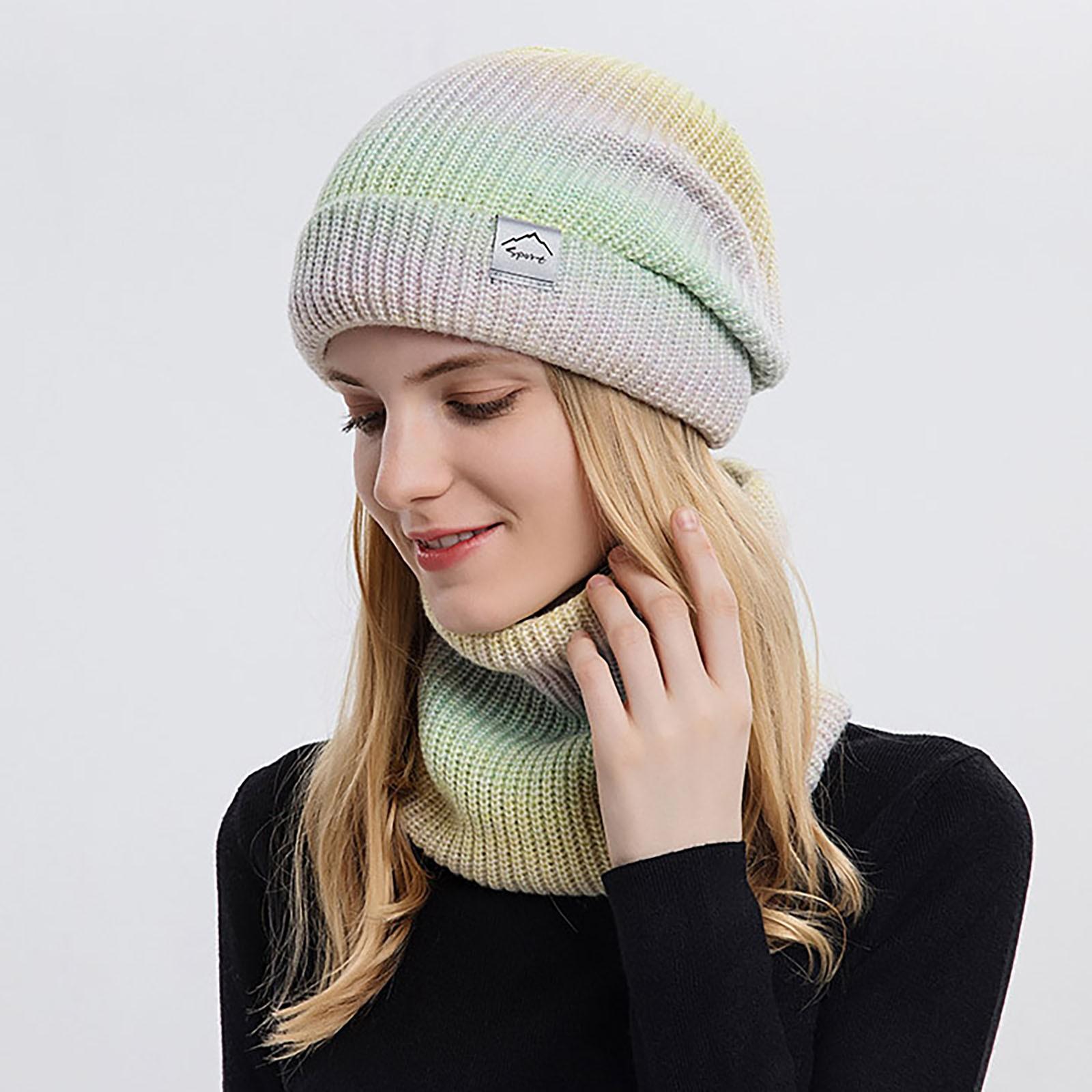 

Женская шерстяная шапка, утепленная, теплая, холодная, вязаная шапка, два комплекта One Size жёлтый