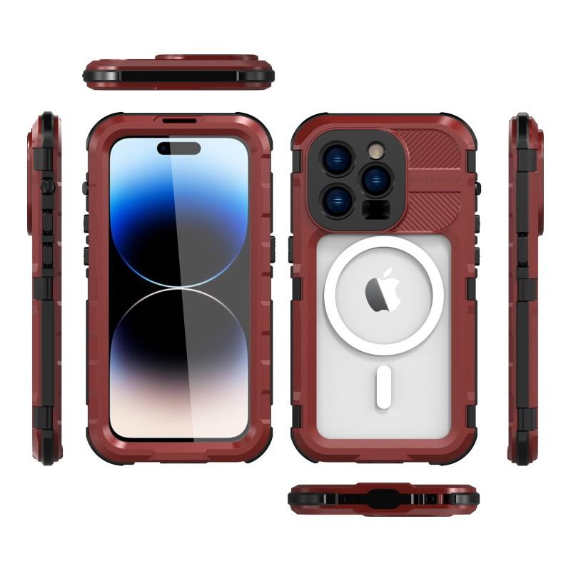 IPhone 14 Pro Max Metal Waterproof Magnetic Case Diving Swimming Outdoor Protective Cover