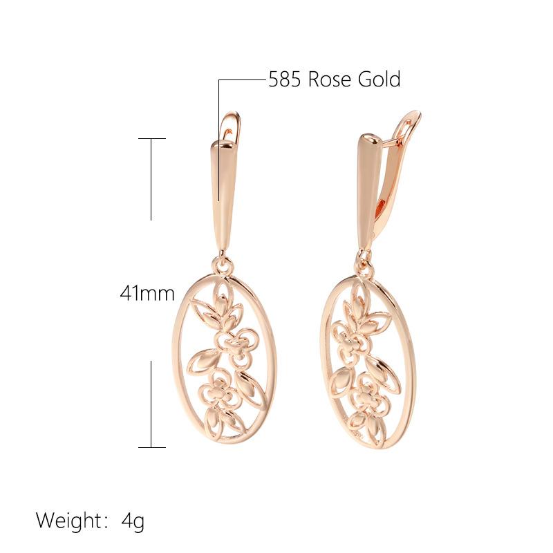 Wind Simple and Cold Wind Earrings 585 Rose Gold Hollow French Retro Flower Earrings