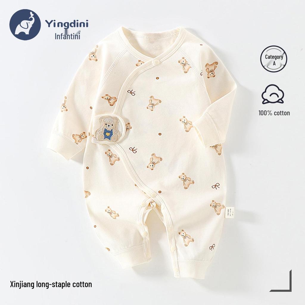 Neugeborenen Strampler aus reiner Baumwolle mit Schmetterlingsmotiv - Atmungsaktiver doppellagiger Anzug für Herbst und Frühling