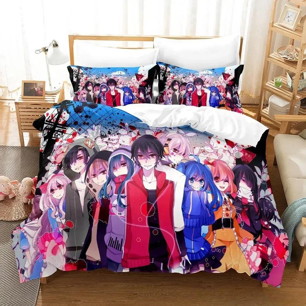 Kagerou Project Bedding Set Cartoon Anime Three-piece Set Adult Kid Bedroom Duvet Cover Sets 3D Kawaii Impression Textile