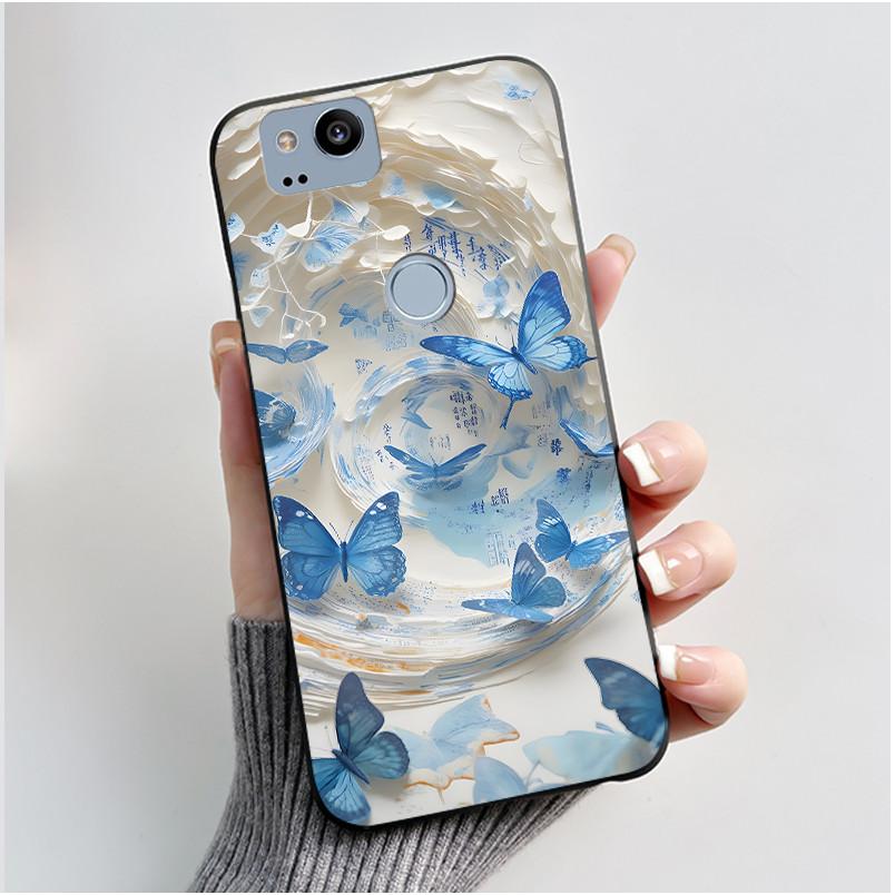 Cute Case For Google Pixel 2 / Pixel 2XL Printing Shell Pixel 1 XL Pixel1 Protective Cover Soft Silicone Cartoon Black Casing