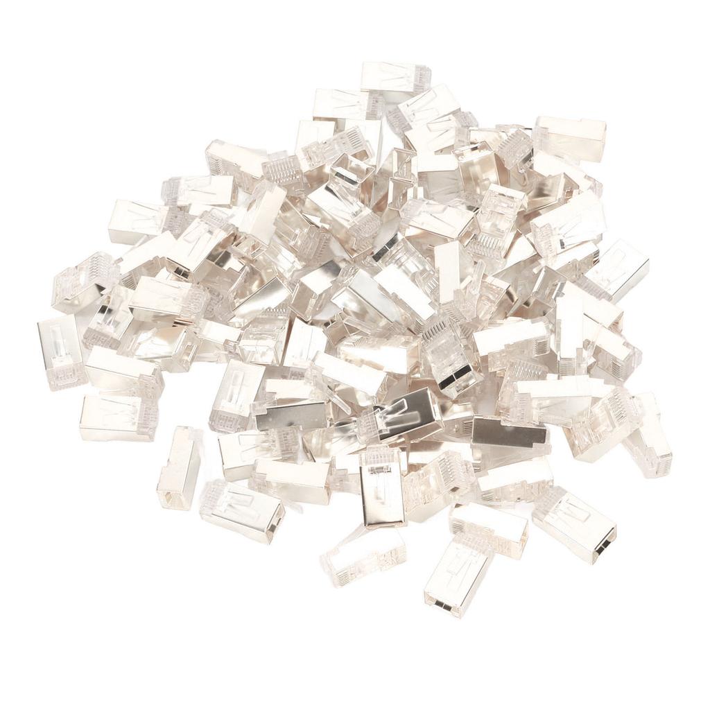 100 Stück RJ45 CAT6e Pass-Through-Steckverbinder Reines Kupfer Geschirmt Plug and Play 8P8C Ethernet-Kabel