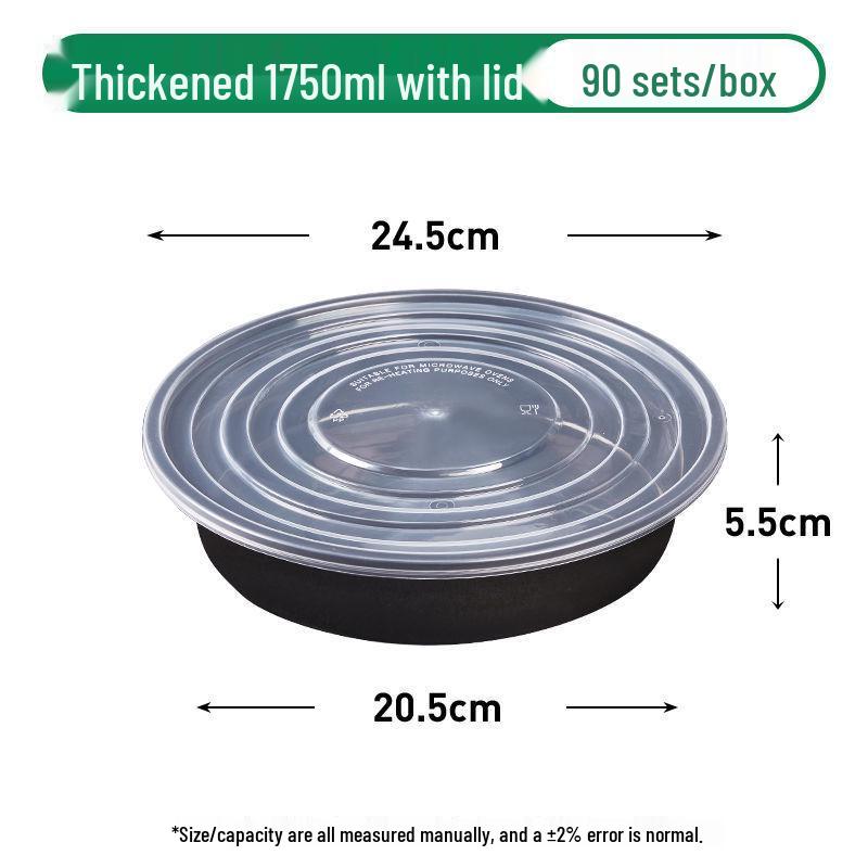 Black Round Disposable Food Containers: Thickened Soup and Fast Food Bowls