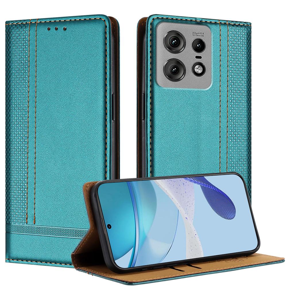For Motorola Edge 50 Pro 5G Case L-Shaped Grid Pattern Leather Stand Phone Cover with Card Slots