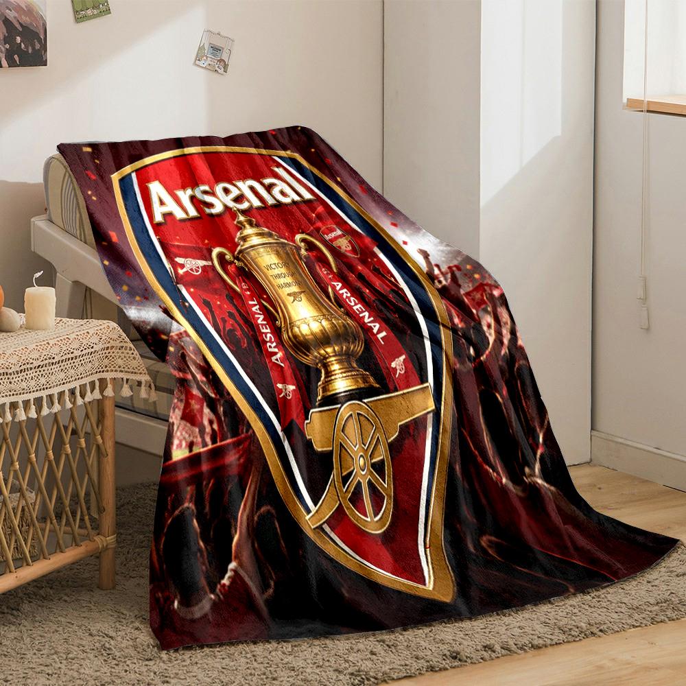 Arsenal Red Theme Designed Flannel Blanket for Bedroom, Living Room, Sofa, and Nap