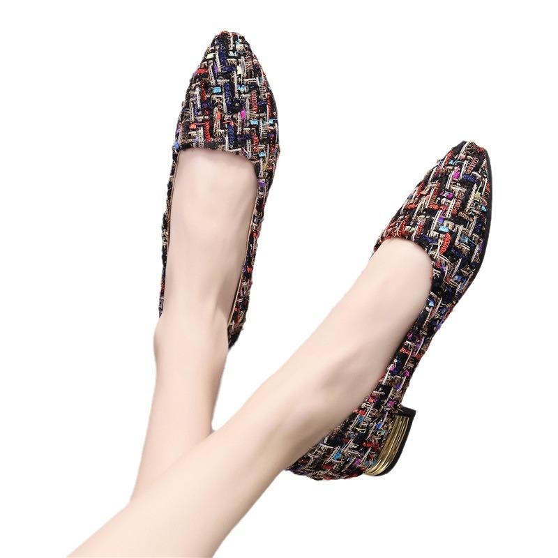 Womens Comfortable Slip on Round Toe Colorful Woven Fabric Penny Loafers Casual Fashion Driving Party Flat Shoes