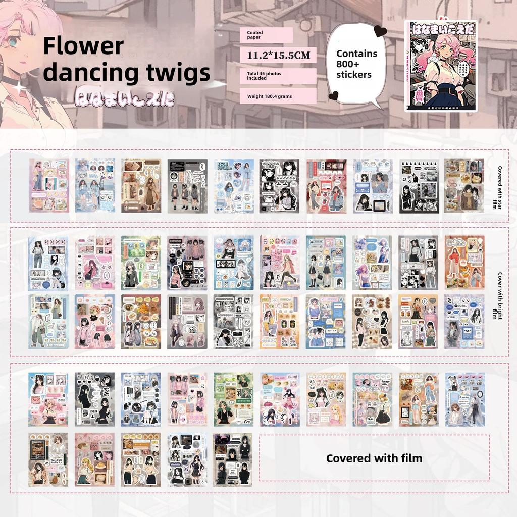 New Film-cut Sticker Book Romantic Memory Series Japanese Ancient Comic Style Material Hand Account Millet Decorative Stickers